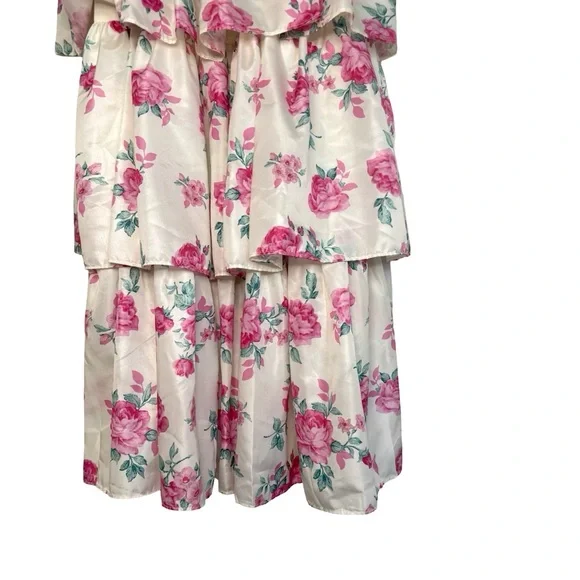 LoveShackFancy x Target Elise Floral Tiered Midi Dress Limited XS Pink White - Picture 4 of 8